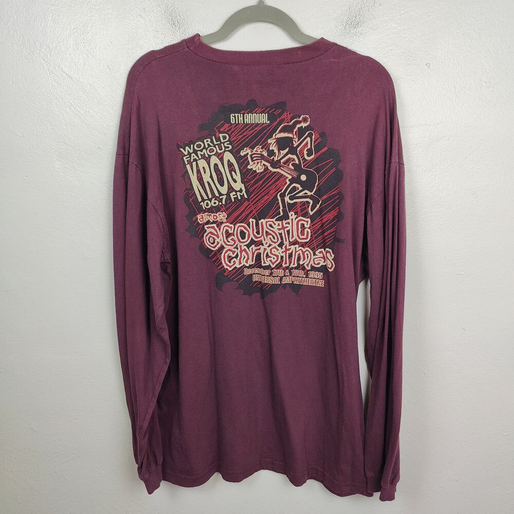 Vintage 1995 KROQ Almost Acoustic Christmas T-Shirt Men Large Burgundy Radiohead